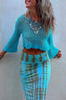 Priyavil Crewneck Hollow Out Crop Top Sweater