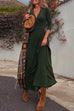 Priyavil Wrap V Neck Long Sleeve Waisted Swing Dress