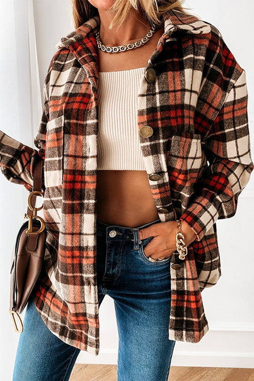 Priyavil Lapel Button Down Plaid Cardigans with Pockets