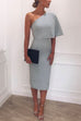 Priyavil One Shoulder Short Sleeve Waisted Bodycon Dress