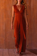 Priyavil V Neck Sleeveless Tie Waist Wide Leg Jumpsuit