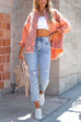 Priyavil Raw Hem Printed Autumn Denim Shirt Coat