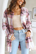Priyavil Curve Hem Color Block Plaid Shacket Jacket