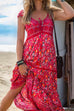 Priyavil Tassel V Neck Bohemia Printed Maxi Beach Dress
