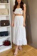 Priyavil Elastic Waist Lace Hollow Out Ruffle Midi Skirt