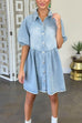 Priyavil Half Sleeves Button Down A-line Denim Shirt Dress
