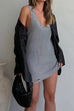 Priyavil Ripped Scoop Neck Knit Mini Tank Dress