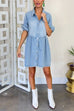Priyavil Half Sleeves Button Down A-line Denim Shirt Dress