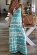 Priyavil V Neck Sleeveless Ripple Print Swing Dress