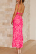 Priyavil Twist Backless Floral Printed Maxi Cami Dress