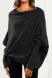 Priyavil Solid Batwing Sleeves Slouchy Knit Sweater