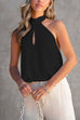 Priyavil Sleeveless Cut Out Halter Backless Top