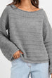 Priyavil Drop Shoulder Hollow Out Solid Knitting Sweater