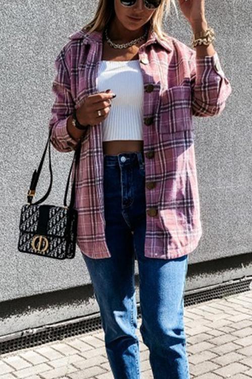 Priyavil Classic Button Down Boyfriend Plaid Shirts