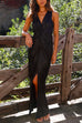 Priyavil V Neck Twist Front Slit Maxi Satin Dress