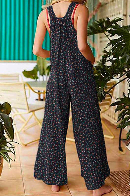 Priyavil Pocketed Wide Leg Floral Print Tank Jumpsuit