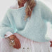 Priyavil Solid Boat Neck Fluffy Knitting Sweater