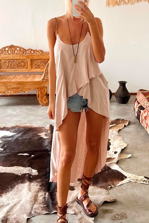 Priyavil Solid High Low Hem Irregular Cami Top