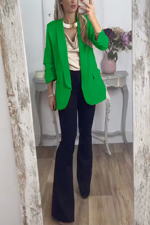 Open Front Shawl Collar Solid Blazer