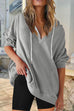 Priyavil V Neck Drop Shoulder Drawstring Hoodied Sweatshirt
