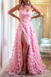 Priyavil Off Shoulder High Slit Butterfly Appliques Flare Maxi Party Dress