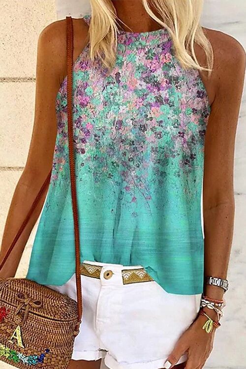 Priyavil Casual Halter Sleeveless Printed Top