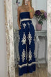 Priyavil Off Shoulder Smocked High Waist Wide Leg Printed Jumpsuit