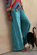 Priyavil Solid Raw Hem Wide Leg Casual Pants