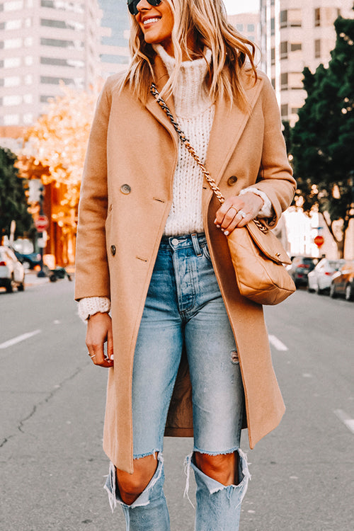 Priyavil Classic Lapel Double Breasted Winter Overcoat