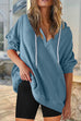 Priyavil V Neck Drop Shoulder Drawstring Hoodied Sweatshirt