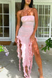 Priyavil Tube Top Strapless Ruffle Slit Irregular Rendezvous Dress