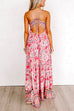 Priyavil Lace Up Backless High Waist Floral Maxi Cami Holiday Dress