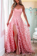 Priyavil Off Shoulder High Slit Butterfly Appliques Flare Maxi Party Dress