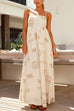 Priyavil Cut Out Waist Graffiti Print Swing Maxi Cami Vacation Dress