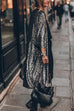 Priyavil 3/4 Sleeves Open Front Sequin Shinny Midi Cardigan