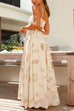 Priyavil Cut Out Waist Graffiti Print Swing Maxi Cami Vacation Dress