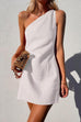 Priyavil One Shoulder Solid Cotton Linen Mini Dress