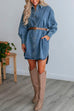 Priyavil Curve Hem Button Down Denim Shirt Dress