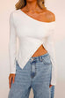 Priyavil Cold Shoulder Button Up Side Split T-shirt
