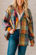 Priyavil Drop Shouler Button Up Color Block Plaids Jacket