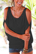 Priyavil Scoop Neck Cold Shoulder Batwing Sleeve Solid T-shirt