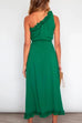 Priyavil One Shoulder Tie Waist Ruffle Maxi Dress