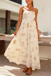 Priyavil Cut Out Waist Graffiti Print Swing Maxi Cami Vacation Dress
