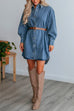 Priyavil Curve Hem Button Down Denim Shirt Dress