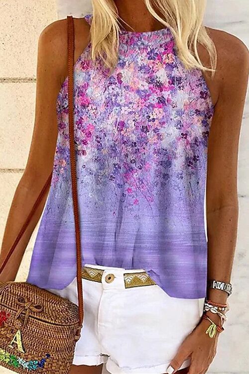 Priyavil Casual Halter Sleeveless Printed Top