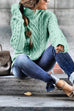Priyavil Mockneck Solid Cable Knit Pullover Sweater