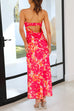 Priyavil Strapless Off Shoulder Backless Printed Maxi Party Dress
