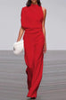 Priyavil Cowl Neck One Shoulder Batwing Sleeve Party Suit
