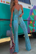 Priyavil Lace Up Bell Bottoms Tie Dye Cami Jumpsuit