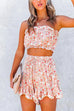 Priyavil Ruffle Tube Crop Top Elastic Waist Shorts Printed Set